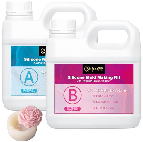 SIHOOPE Silicona Para Moldes - Silicona LíQuida Alimentaria 20a, Kit FabricacióN De Moldes, Curado RáPido, No TóXica, Ideal Para Resina, Cera, Yeso, Chocolate (2,3kg)