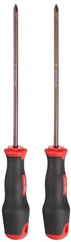 sourcing map Lot de 2 tournevis cruciformes PH1 #1 Tournevis magnétiques de 10,5 cm en alliage d'acier S2 traité thermiquement avec poignée ergonomique pour réparation de bricolage, rouge marron