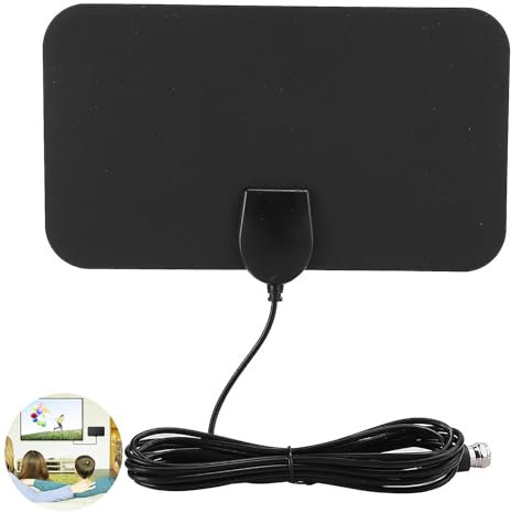 TV Aerial Indoor, 50 Miles Digital HDTV Antenna Freeview, Supports 1080p Digital HD, for Local Channels Support with Signal Booster, 9.8 ft Coax Cable