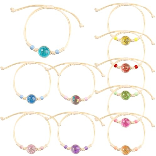 10 Piezas Pulseras de Amistad Ajustables para Niños, 8-26cm Pulserastrenzadas Coloridas, Trenzada Brazalete para Niña, Flores de árbol de Lavida Pulseraamistad, para Niñas, Regalos para Invitados