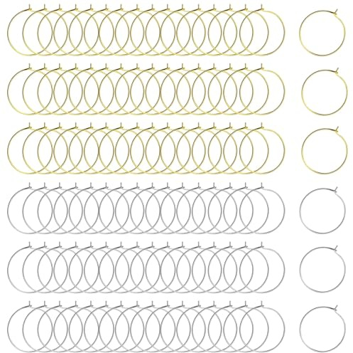 VICDUEKG 200 Stück Weinglas Charms Ringe 25mm Glas Identifikations Getränke Markierungen Legierung Weinglas Anhänger Charms für Getränke Weinglas Cocktail Champagner Glasflasche Dekoration (Gold 02)