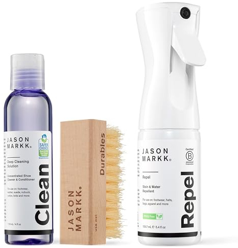 Jason Markk Kit Essentiel 3 Pièces – Nettoyant Chaussures Premium, Brosse Standard, Spray Imperméabilisant Repel