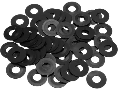QUARKZMAN 55Pcs Rondelles Nylon M12 Rondelle Plate 12mm ID 24mm OD 1mm Épais Entretoises en Plastique pour Vis et Boulons, Réparation de Plomberie de Robinet de Jardin, Noir