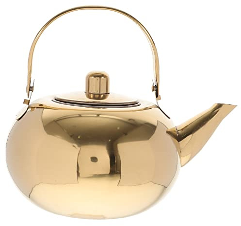 CHICAMPERA Théière Thermique En Acier Inoxydable Épais 1,5 l Dorée, Pot D'eau Isolé Résistant Pour Maison, Bureau Et Voyage, Marmite Sans Revêtement En Verre, Compatible Boissons Chaudes Et Froides