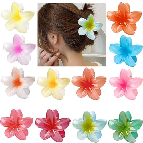 HOPEYMY26 12 Stück 8cm Blumen Haarklammer, Blumen Haarspange, Haarklammer Blume, Haarspange Blume, Haarspangen Mädchen Speziell für Frauen Entwickelt, für Damen Geeignet, für Alle Haartypen Geeignet