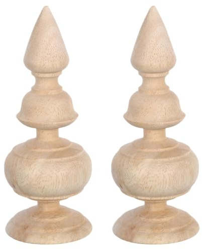Tofficu 2 pcs Unfinished Wood Finials Decorative Craft Wood Finials for Bed Post Staircase Handrails Curtain Rod Tops Flagpole Topper and DIY Home Decor