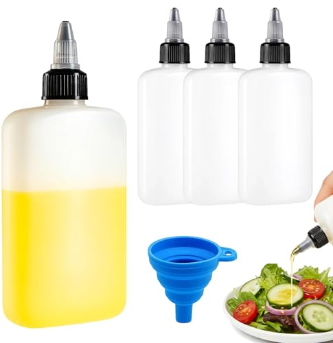 ZaoGoin 5 Quetschflasche 100ml, Squeeze Flasche 100ml für Camping und Küche, Ölflasche Klein mit Blauem Trichter, Leicht und Tragbar für Gewürze Camping, Essig und Öl, 120ml (5 Stück)