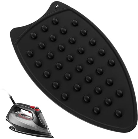 Silicone Iron Rest Pads, Multipurpose Heat Resistant Mat Iron Pad Ironing Mat for Ironing Board, Protective Pads Resting Plate for Hot Flat Irons Curling Wands, Hot Tool Holder (Black)​