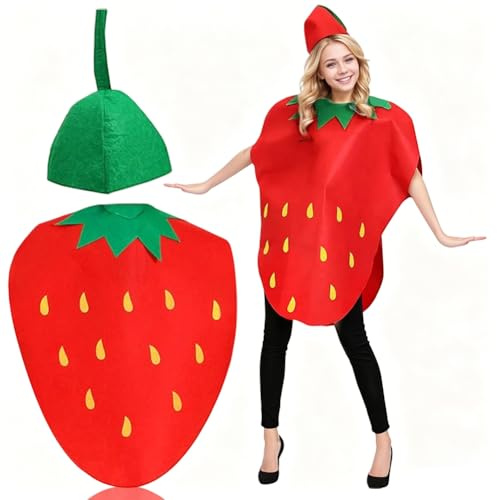 JynxtoyZeal Divertido Traje De Cosplay, Disfraz de fruta de Fresa para adultos, Disfraz de Fruta Divertida de Carnaval para Halloween, fiestas temáticas, juegos de rol