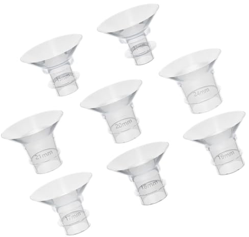 BAZEITFLOW Lot de 8 Inserts de Bride en Silicone Confortable pour Tire-lait Portable Blanc, Adaptateurs de Calibre 13mm à 24mm Pratiques pour Allaitement