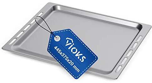VIOKS Tiefes Backblech 445 x 375 x20mm Ersatz für Backblech Whirlpоol 481241838127 - Backblеch klein für 45 cm breit Backofen Ignis, Bauknеcht u.a.