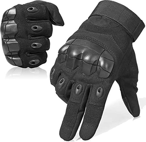 WTACTFUL Motorradhandschuhe Herren, Motorrad Handschuhe Herr Touchscreen mit Protektoren für Taktische Airsoft Paintball Motorradhandschuhe einsatzhandschuhe Schwarz L