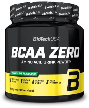 BioTechUSA BCAA Zero - Aminoácidos Esenciales en Polvo | 6g BCAA con L-Leucina Instantánea | Vegano | Sin Azúcar, Sin Lactosa, Sin Gluten, 360 g, Kiwi-Lima