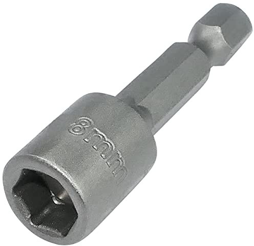 AERZETIX - Bussola portainserti SW 8mm / L45mm - 1/4'' 6.3mm - punta magnetica calamitata con impronta 6 lati - per viti autoperforanti testa esagonale - in acciaio S2 - C50143