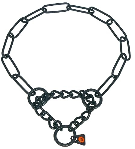 Sprenger Hundehalskette mit Durchzugskette 3mm I Edelstahl rostfreies Hundehalsband für langhaar Hunderassen bis 55 kg - schwarz (61 cm)