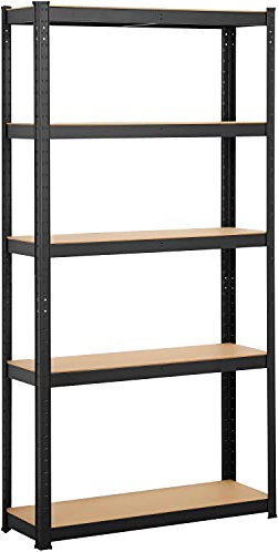 Yaheetech Lagerregal Schwerlastregal mit verstellbaren MDF-Böden, Organizer Regale für Garage, Wohnzimmer, Küche, Kellerraum 90x30x180cm/schwarz