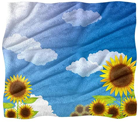 Fleece-Überwurfdecke, Sonnenblume, blauer Himmel, Blumenmuster, für Couch, Sofa oder Bett, gemütliche, weiche Decken