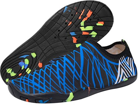 Water Shoes Women Men ​​Quick-Dry Barefoot Beach Swim Shoes Non-Slip Aqua Socks for Water Aerobics Sport Surfing Diving Garden Pool(#1 Blue, 9.5 UK)