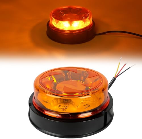 AOHEWEI LED Warning Beacon Light Amber, 4 Flashing & 2 Rotating Patterns 12/24V 16Pcs Led Strobe Lamp for Agricultural Machines Commercial Vehicle School Bus Tractor Excavators Truck