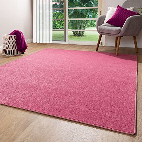 Steffensmeier Kurzflor Teppich Ibiza | Wohnzimmerteppich | Stilvoll | Pflegeleicht | Jugendteppich | Pink, Größe: 160x230 cm