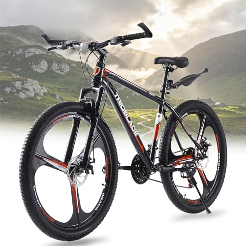 BSTSEL 24/26/27.5 Inch Mountain Bike 3 Spoke Wheels Bicycle Mens Mountain Bicycle 21 Speeds with Dual Disc-Brake Front Suspension Suitable for Adults Men Women Teens
