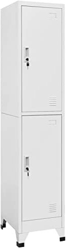 BaraSh Schließfachschrank mit 2 Fächern 38x45x180 cm Spind Schrank Aktenschrank AbschließBar Spind Kleiderschrank SpintschräNke