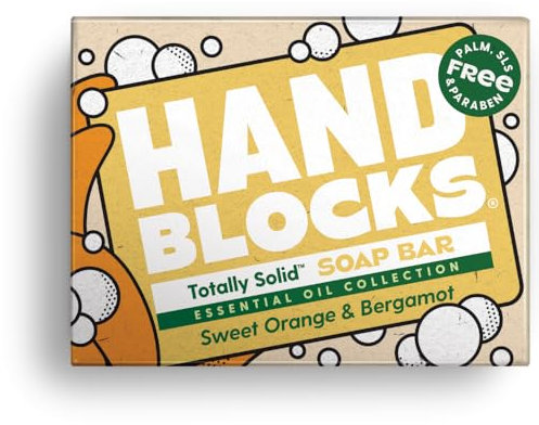 Hand Blocks: Sweet Orange & Bergamot - Cold Processed Natural Soap Bars - Plastic, Palm, SLS, SLES & Paraben Free