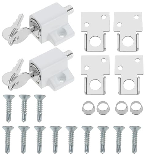 2pcs Sliding Door Window Lock Sliding Patio Lock Window Door Limiter Sliding Door Lock Accessory Set for Home Office Classroom Sliding Doors Windows, White