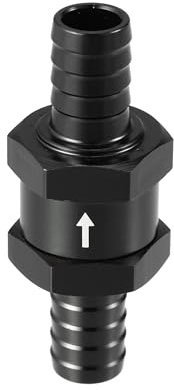 Hihaha Válvula De Retención De Combustible Unidireccional 1pc Para Auto | Aleación De Aluminio, Negro, 1 Unidad, 0.47 OD, 0.35 ID, 2.5cm, Universal, Resistente Corrosión