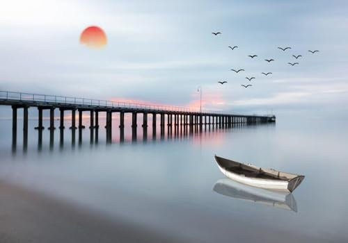 Fototapete Schlafzimmer Kinderzimmer 3D Tapeten 3D Effekt Wohnzimmer Einfache Abstrakte Seelandschaft Landschaft Boot Brücke Wandposter Xxl Waterfall Weiß Grau Blumen Wald Natur Mustertapete