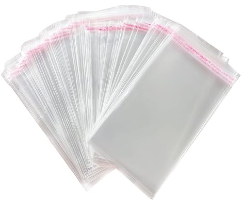 Zydiwo 200pcs Bolsas de Celofán Transparentes Plastico Bolsas de Celofan Autoadhesivas Bolsas Plastico OPP con Adhesivo para Regalos Caramelo Galletas de Boda Chocolates Bocadillos (13x22cm)