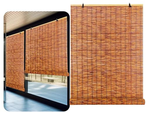 Bambusrollo Outdoor, 80% Verdunkelungsrollo Bambus Fensterrollo Jalousine, Natur UV-beständig Bambus-Rollo Seitenzugrollo für Balkon und Terrasse, Garten, Fenster