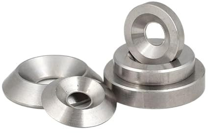 Rondelle fraisée, rondelle de coupelle en acier, M3 M4 M5 M6 M8 M10 rondelle à tête fraisée solide conique joint plat concave convexe rondelles coniques coniques en acier inoxydable (couleur : argent,