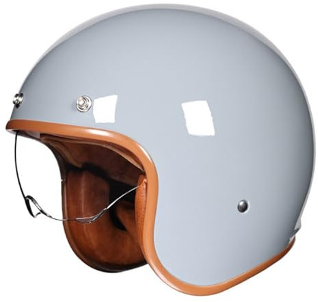 Deutsche Stil Motorrad Halbhelme Retro Jethelm Mit Sonnenblende 3/4 Klassisch Motorradhelm Offener Helm DOT/ECE Zertifizierung Halbschalenhelm Cruiser Chopper Scooter Helm 2,XL:61-62CM