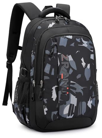 Amythe Rucksack Teenager Schulrucksack - Lässiger Daypack Herren, Schultasche für Jungen der 4.- 9. Klasse, Modischer Ranzen für 15.6 Zoll Laptop für Schule, Arbeit und Reisen, Schwarz