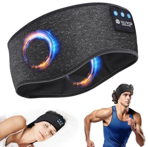 LOVE EYE Bluetooth 5.4 Sleep Headphones Headband, Breathable Wireless Headband with Ultra-Thin Speakers & HiFi Sound for Running, Yoga, Travel, Tech Gifts for Men Women, Starry Black