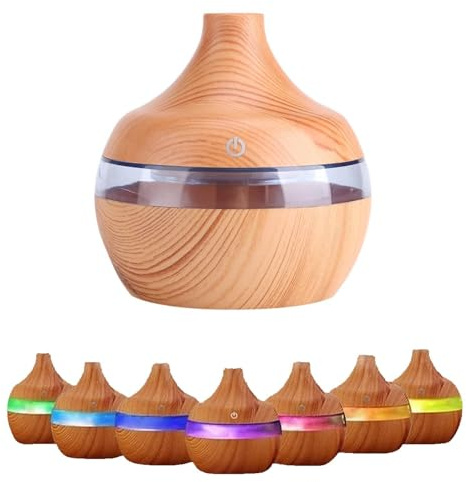 Essential Oil Diffuser, 300ml Aromatherapy Aroma Diffuser Air Vapouriser Oil Diffusers Humidifier Scented Fragrance 7 Colors LED Light Room Fresheners for Home, Office