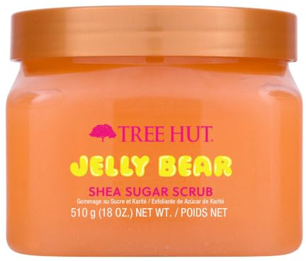 Tree Hut Jelly Bear Sheasockerskrubba, exfolierande, fuktgivande och fuktgivande med sheasmör och närande eteriska oljor, mjukar upp och mjukar upp huden, 450 ml