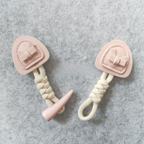 YUHGFD 3/6 Paar 20 cm rosa/Schwarze Schleife, Seil, geflochten, Knebelverschluss, Knöpfe, Seil, Knebelknopf, zum Aufnähen, Knebelverschluss für Mantel, Jacke