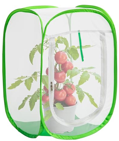 16 x 16 x 24 Pop Up Garden Mesh Plant Cover, Plant Protectors Mesh Plant Enclosure, Garden Net Cage Pest Protection Guard Tent with Storage Bag for Protect Plant Vegetable Fruit from Birds Insects