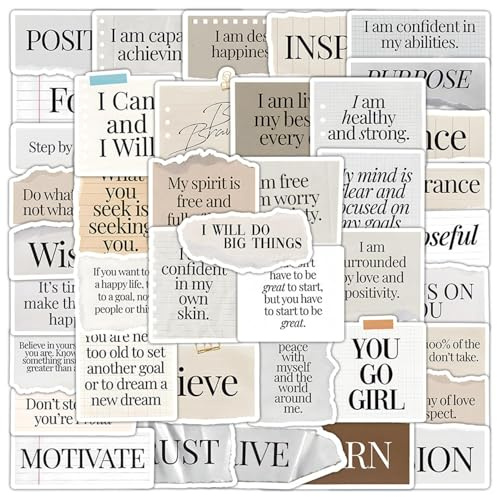 80 PCS Motivational Quote Stickers, Waterproof Inspirational Stickers with Zen Messages Small, Positive Aesthetic Famous Words Sticker for Laptop Skateboard Water Bottles Planner
