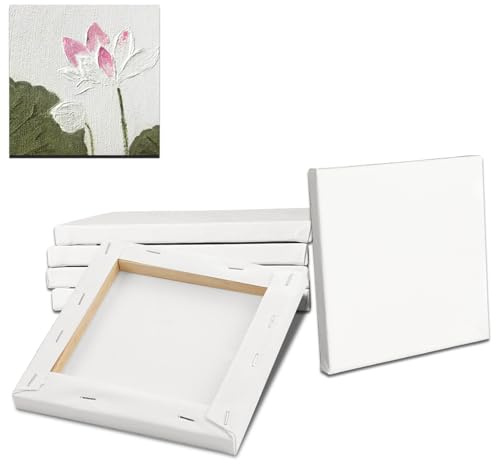 6 Stück 15x15cm 5.9”x5.9 Leinwand zum Bemale Leinwandrahmen Baumwolle Mini Leinwände Malen Kleine Rahmen Keilrahmen Künstlertafelbilder für Bastler Künstler