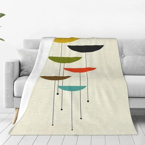 Coperta in flanella decorativa ultra morbida con stampa moderna di metà secolo
