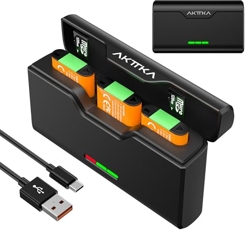 AKTTKA Pack de 3 Pilas NP-BX1 1380mAh con Cargador de 3 Puertos | con pantalla LED y ranura SD, compatible Sony ZV-1, RX1, DSC-RX100, DSC-RX100 II/III/IV/V/VI/VII/VA, FDR-X3000, DSC-HX80,