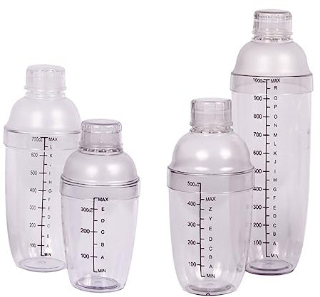 GRIRIW 4piezas Coctelera De Plástico Transparente Con Para Cócteles Bebidas Leche y Té Para Fiestas