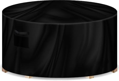 Futura Premium Round Garden Furniture Covers Waterproof 230x100cm, Heavy Duty 600D Oxford Fabric Round Garden Table Cover, PVC Lined Round Patio Table Cover with Air Vents and UV Safe
