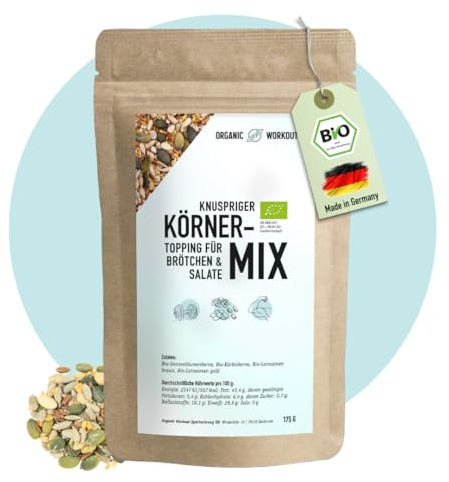 Bio Körner-Mix – Ballaststoffreich, Proteinreich & Vegan | Mit Sonnenblumenkernen, Kürbiskernen & Leinsamen | Knuspriges Topping für Brot, Bowls, Müsli & Salat (1 er, Körner-Mix)