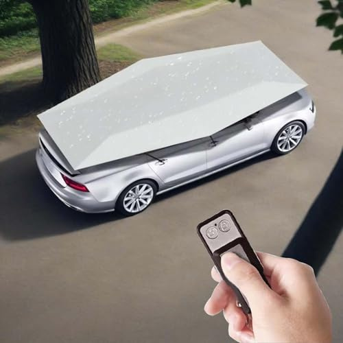 QFGain Carpa Universal AutomáTica para Coche, Carpa MóVil para Coche, Paraguas PortáTil Plegable, Toldo RetráCtil, Paraguas Desmontable,Grey-4.8M
