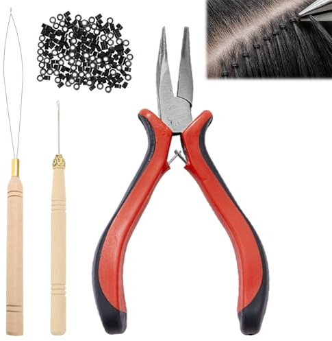 Girihe 4 PCS Nano Beads Hair Extensions Kit, Nano Bead Tool Nanoo Hair Extensions Tools Hairr Extension Tool Kit, Hairr Extension Tools for Extending Haiir