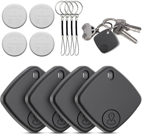 Localisateur de clés Air Tag Compatible avec Apple Où est ? APP (iOS Uniquement) - Traceur de Valise pour Bagages/Sacs/clés (Noir) (Noir)